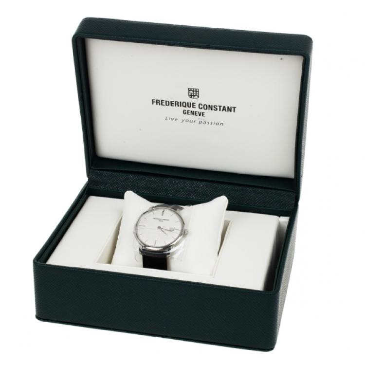 Pre Owned Frederique Constant White Stainless Steel Slimline Men's Wristwatch 40MM