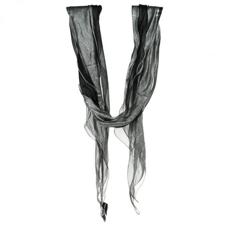 Pre Owned Giorgio Armani Ruched Bicolour Evening Scarf