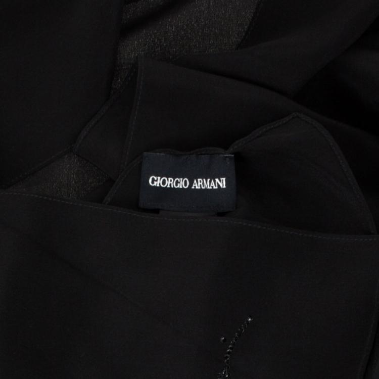 Pre Owned Giorgio Armani Black Silk Scarf