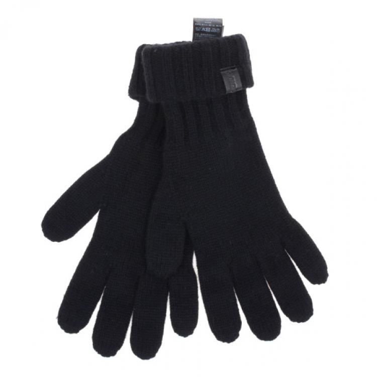 مملوكة مسبقًا Giorgio Armani Black Cashmere Gloves M
