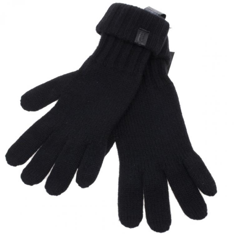 مملوكة مسبقًا Giorgio Armani Black Cashmere Gloves M