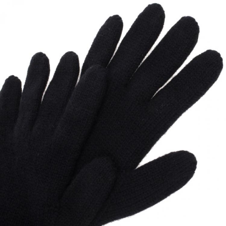 مملوكة مسبقًا Giorgio Armani Black Cashmere Gloves M