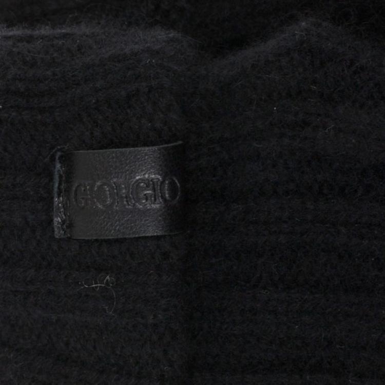 مملوكة مسبقًا Giorgio Armani Black Knit Gloves Size S
