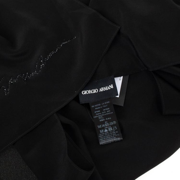 Pre Owned Giorgio Armani Black Silk Scarf