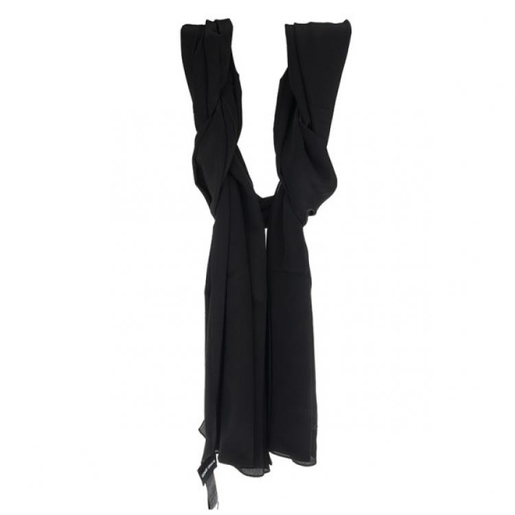 Pre Owned Giorgio Armani Black Silk Scarf