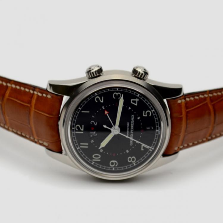 Pre Owned Girard Perregaux Black Traveller II SS Mens Wristwatch 40 MM