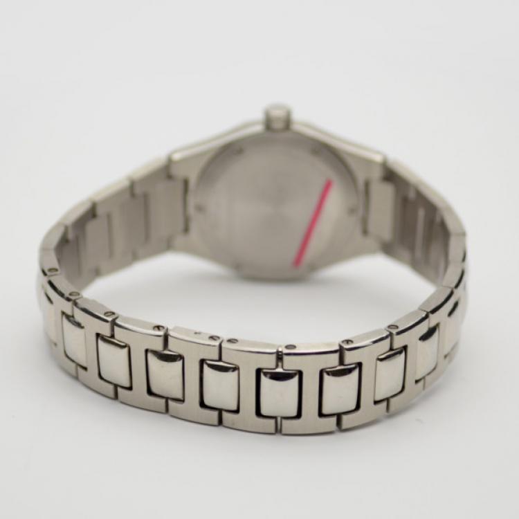 Pre Owned Girard Perregaux Peach Stainless Steel Laureato Ref.8000 Womens Wristwatch 26 MM