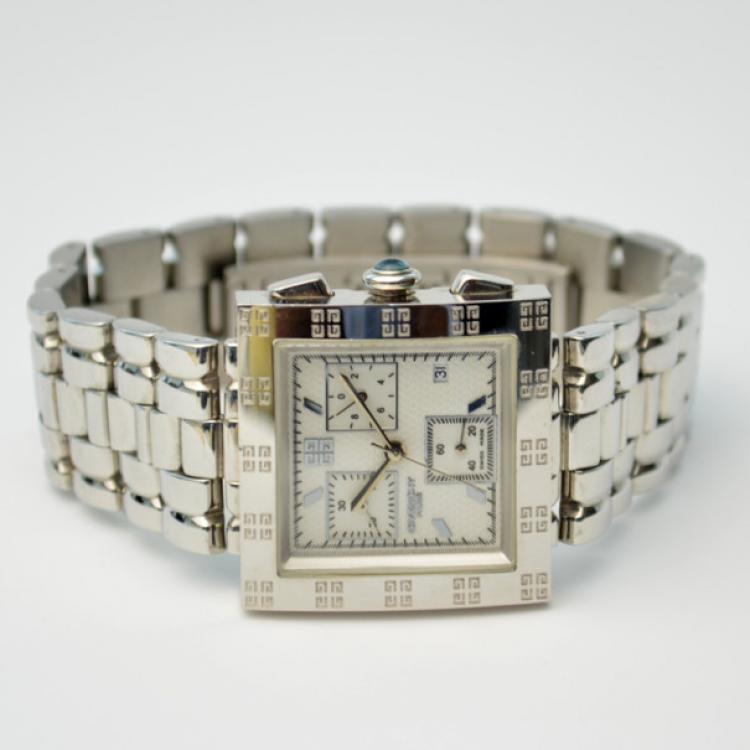 Pre Owned Givenchy Apsaras SS White Mens Chronograph 
