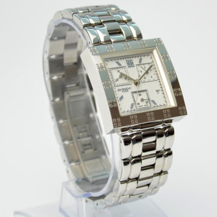 Pre Owned Givenchy Apsaras SS White Mens Chronograph 