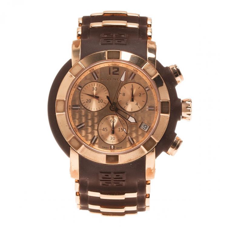 Pre Owned Givenchy Rose Gold Stainless Steel GV-5213J Men's Wristwatch 46MM
