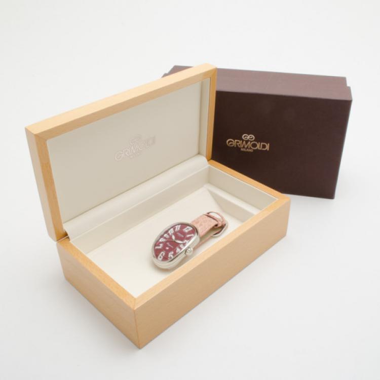 Pre Owned Grimoldi Milano Wine Red Borgonovo SS Automatic Unisex Wristwatch 