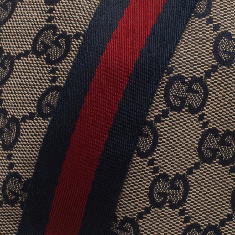 Pre Owned Gucci Navy GG Canvas Web Detail Baseball Cap Size M