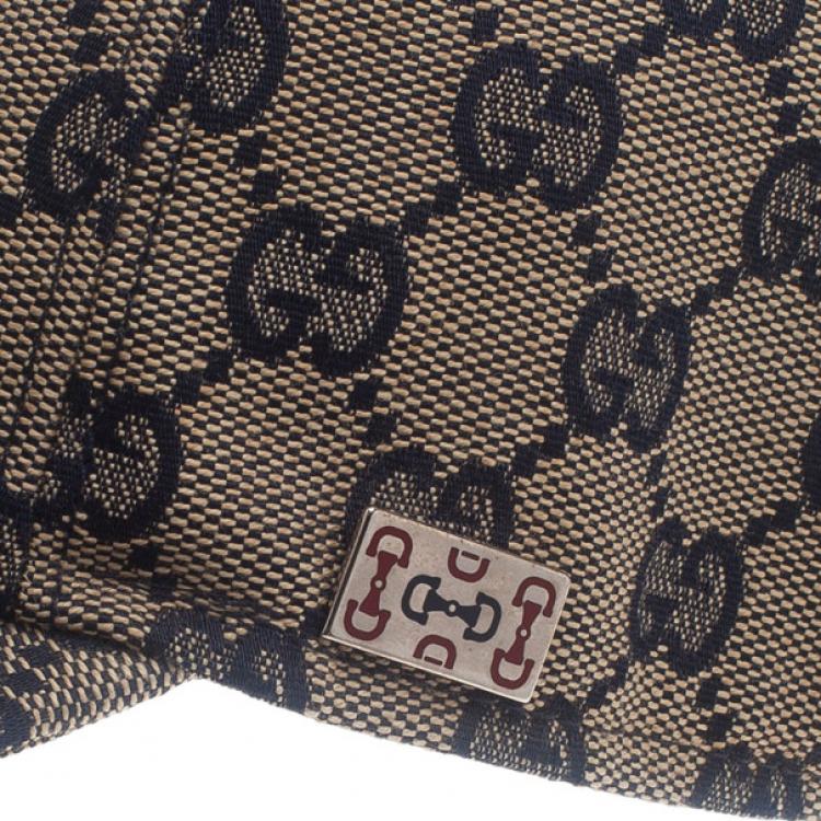 Pre Owned Gucci Navy GG Canvas Web Detail Baseball Cap Size M