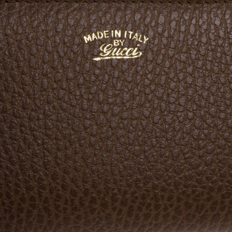 Pre Owned Gucci Brown Leather Swing Card Case
