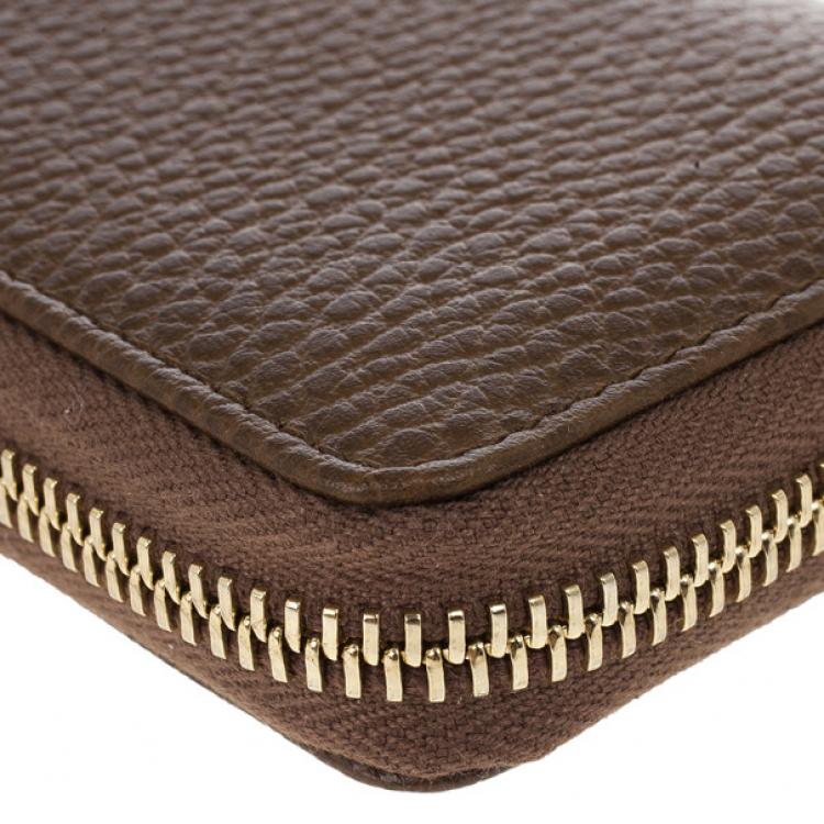 Pre Owned Gucci Brown Leather Swing Card Case