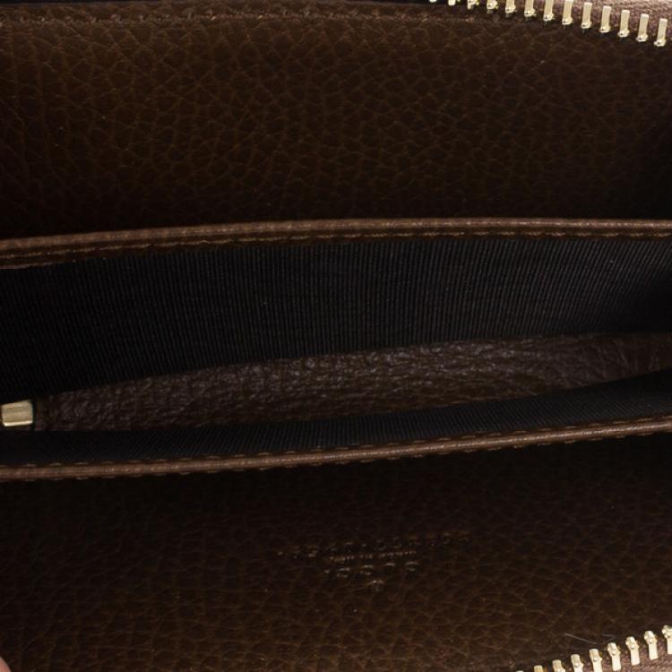 Pre Owned Gucci Brown Leather Swing Card Case