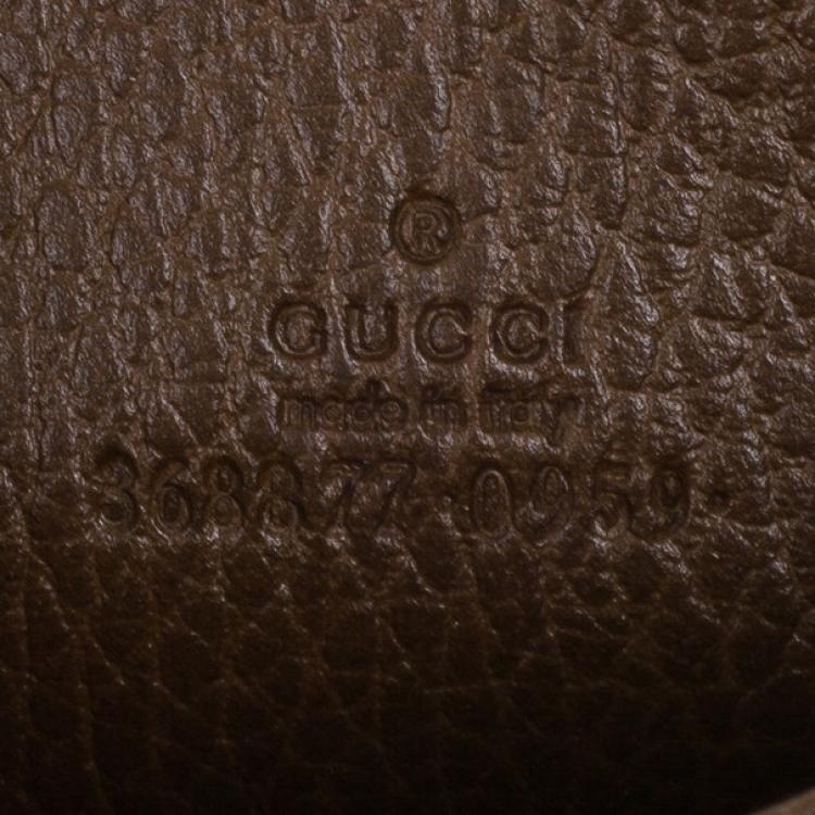 Pre Owned Gucci Brown Leather Swing Card Case