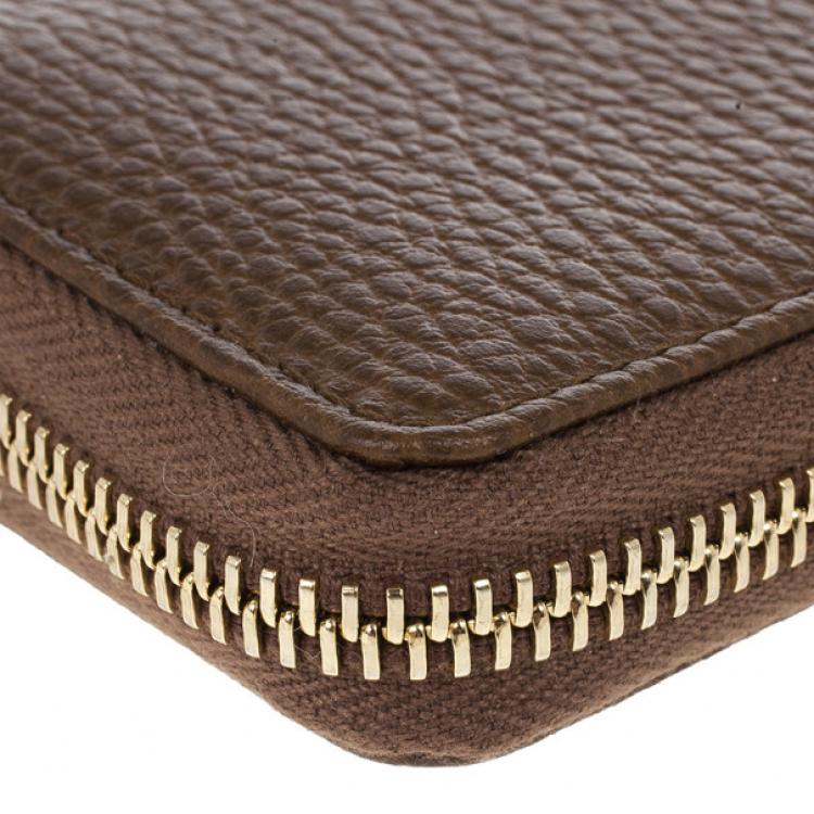 Pre Owned Gucci Brown Leather Swing Card Case