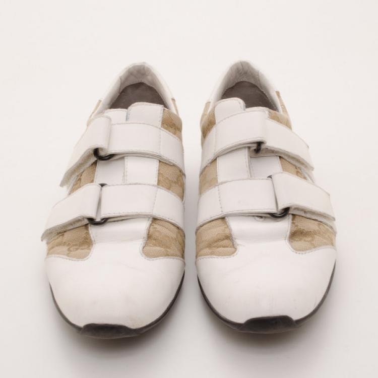 Pre Owned Gucci GG Double Velcro Sneakers Size 38.5
