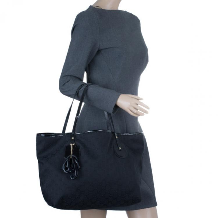 Pre Owned Gucci Black GG Canvas Small Shopper Tote
