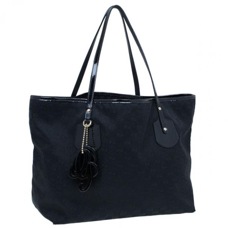 Pre Owned Gucci Black GG Canvas Small Shopper Tote