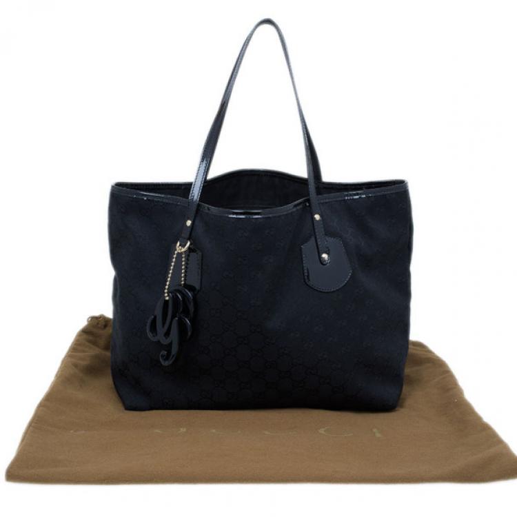 Pre Owned Gucci Black GG Canvas Small Shopper Tote