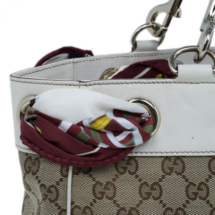 Pre Owned Gucci GG Canvas Positano Scarf Tote