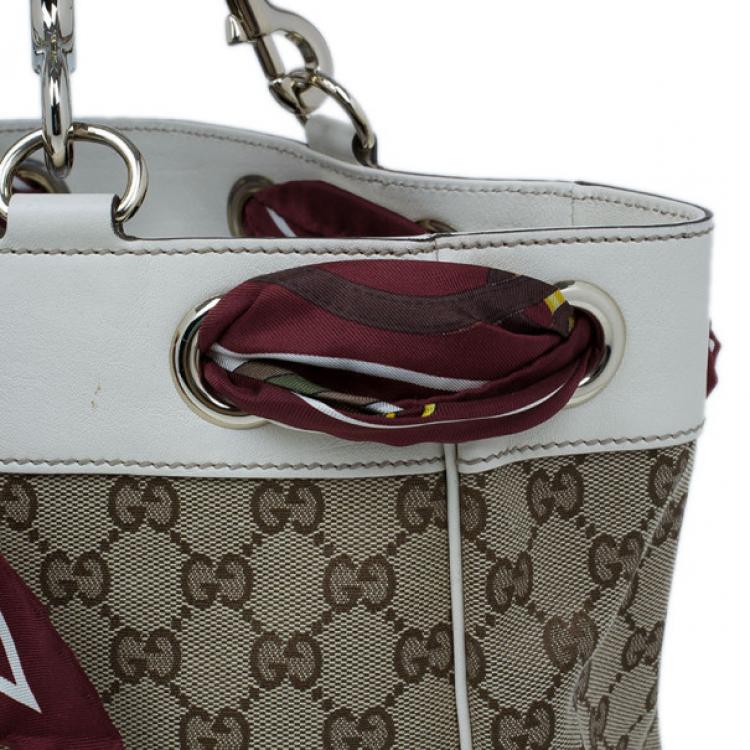 Pre Owned Gucci GG Canvas Positano Scarf Tote