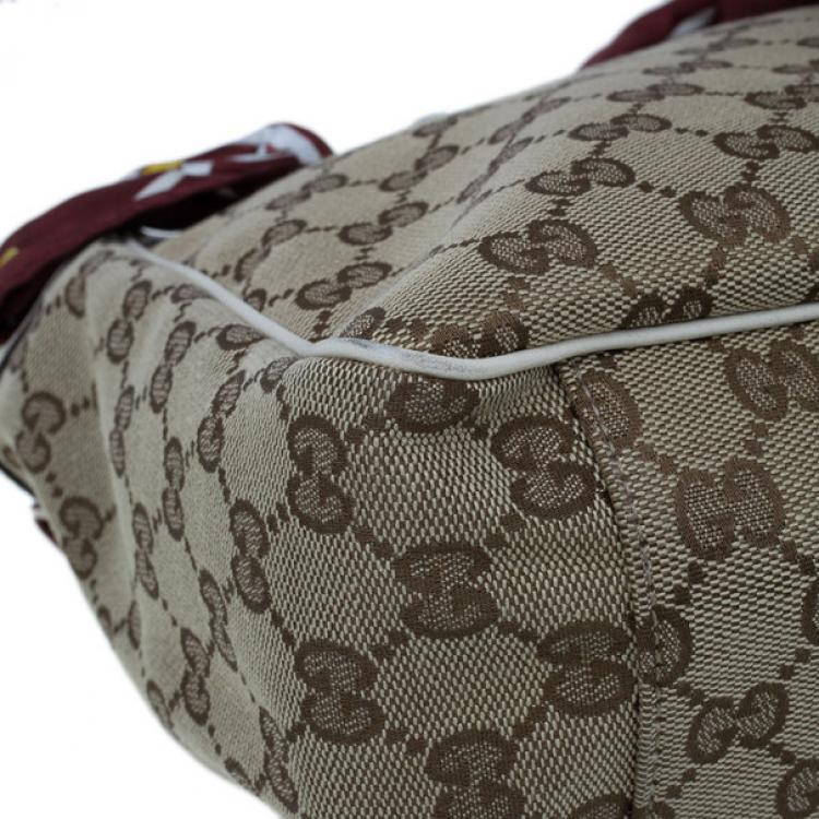 Pre Owned Gucci GG Canvas Positano Scarf Tote