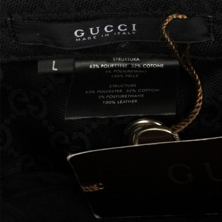 Pre Owned Gucci Black Guccissima Cap With Grommets and Horsebit Buckle
