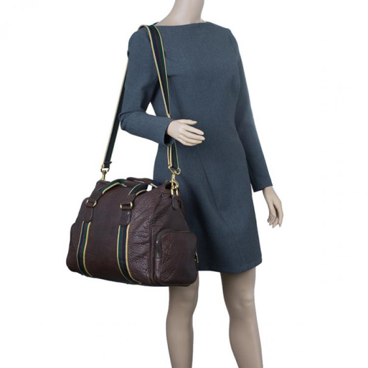 Pre Owned Gucci Brown Leather Travel Bag