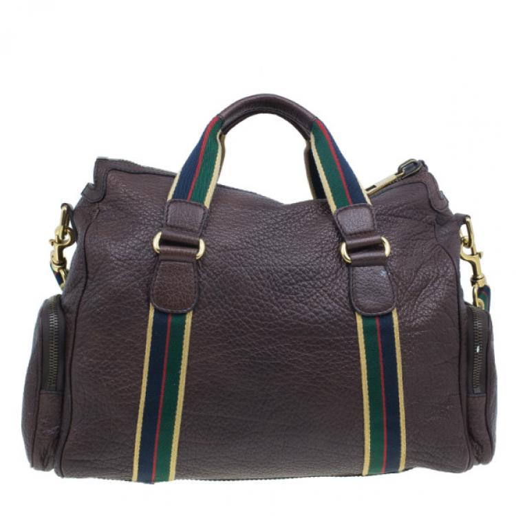 Pre Owned Gucci Brown Leather Travel Bag