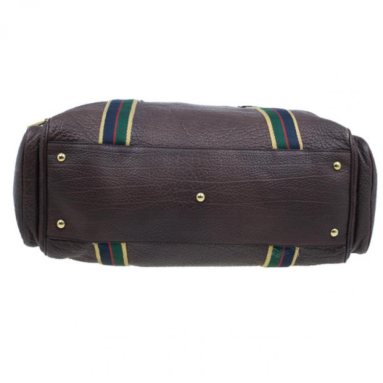 Pre Owned Gucci Brown Leather Travel Bag