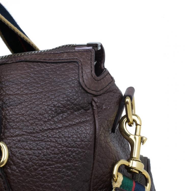 Pre Owned Gucci Brown Leather Travel Bag