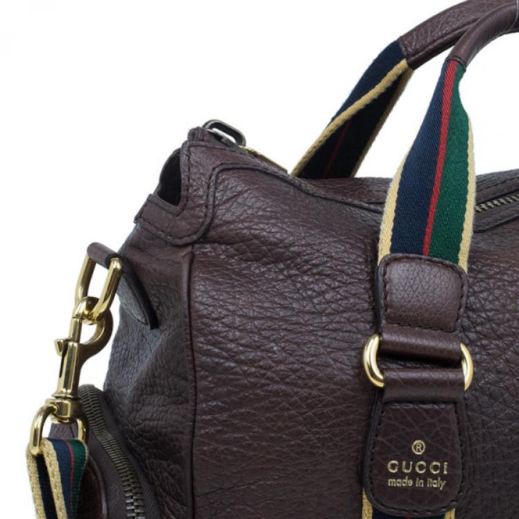 Pre Owned Gucci Brown Leather Travel Bag