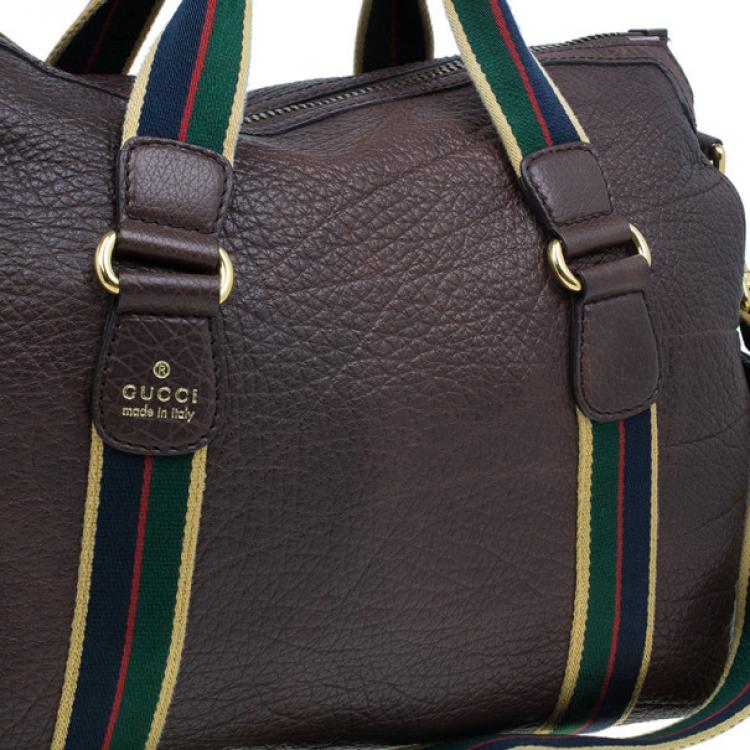 Pre Owned Gucci Brown Leather Travel Bag