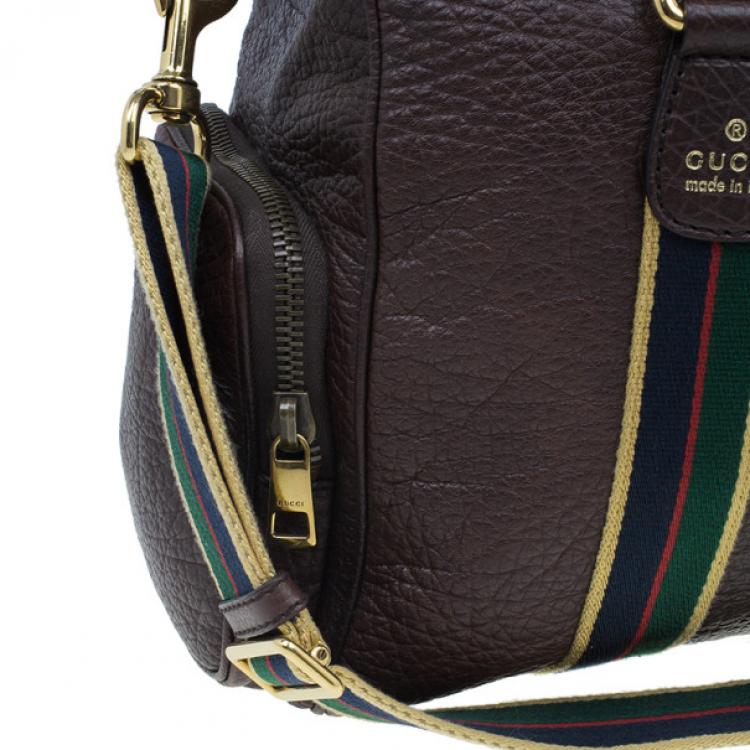 Pre Owned Gucci Brown Leather Travel Bag