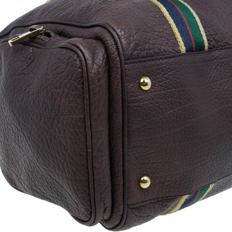 Pre Owned Gucci Brown Leather Travel Bag