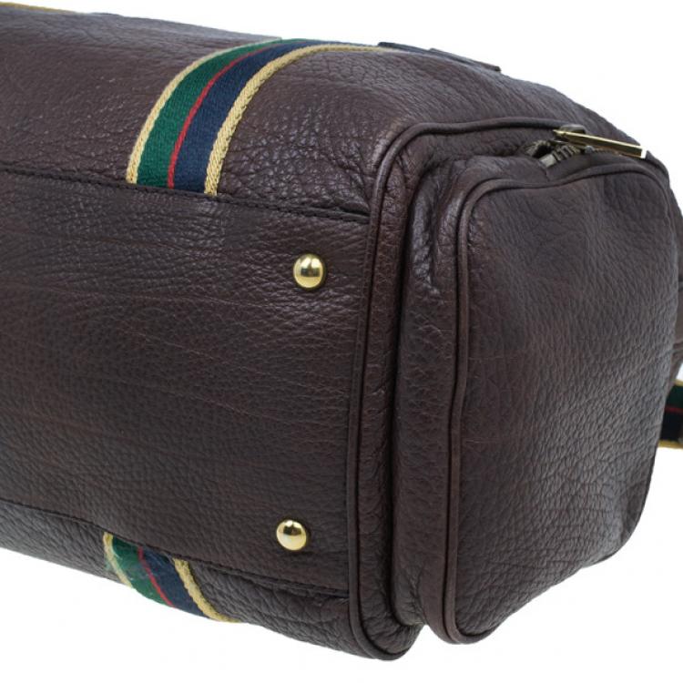 Pre Owned Gucci Brown Leather Travel Bag
