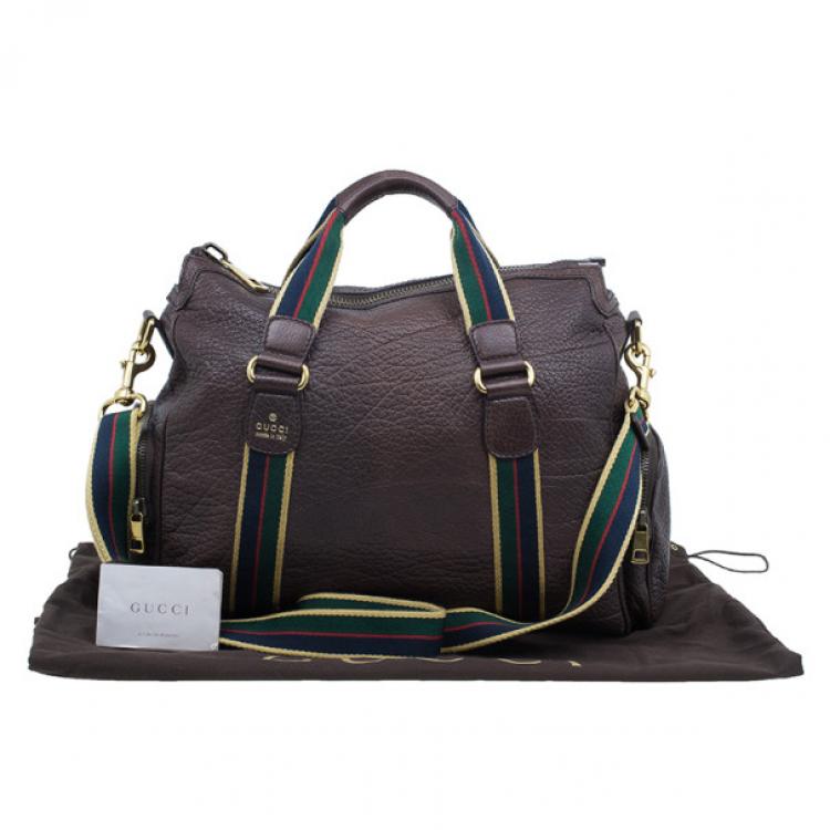 Pre Owned Gucci Brown Leather Travel Bag