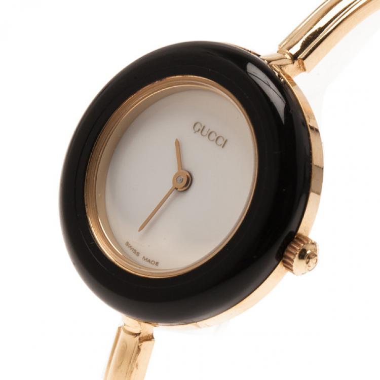 Pre Owned Gucci White Stainless Steel 11/12 Women's Wristwatch 24MM