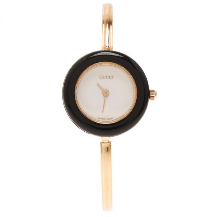 Pre Owned Gucci White Stainless Steel 11/12 Women's Wristwatch 24MM