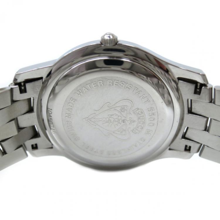 Pre Owned Gucci Wristwatch SS Black Silver Mens 5500M 