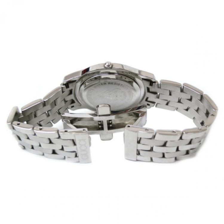 Pre Owned Gucci Wristwatch SS Black Silver Mens 5500M 