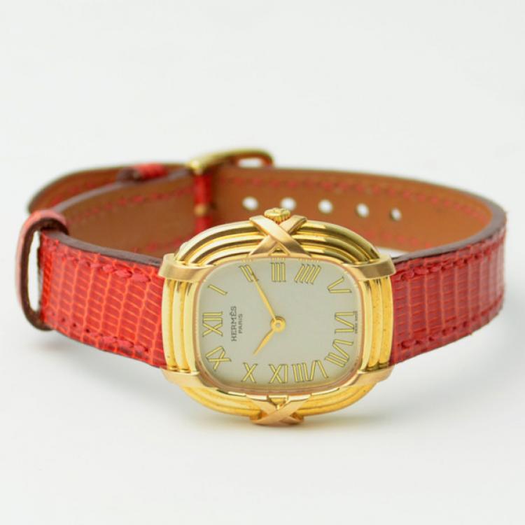 Pre Owned Hermes 18K Gold Ladies Wristwatch 