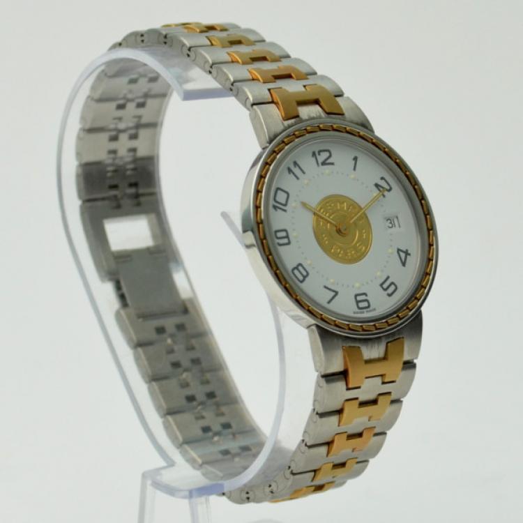 Pre Owned Hermes 18K Gold SS Ladies Wristwatch 