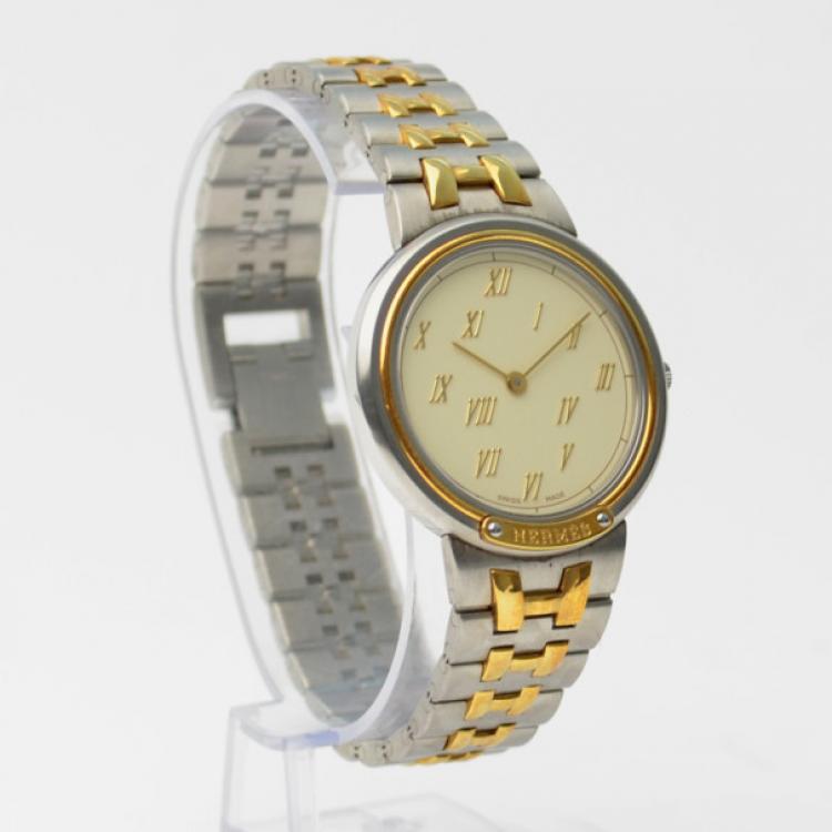 Pre Owned Hermes Ladies SS Two Tone Wristwatch 