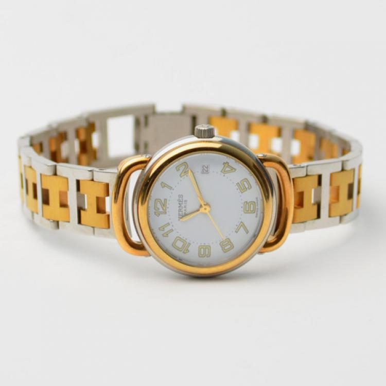 Pre Owned Hermes Gold & Silver SS Ladies Wristwatch 