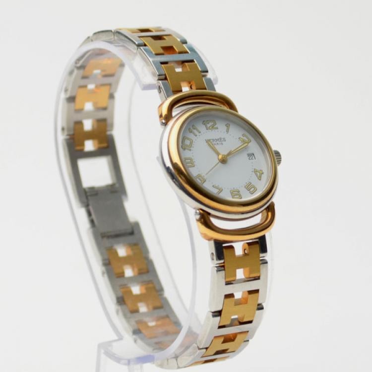 Pre Owned Hermes Gold & Silver SS Ladies Wristwatch 
