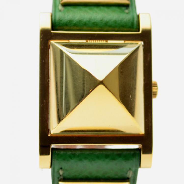 Pre Owned Hermes Gold Plated SS Ladies Wristwatch